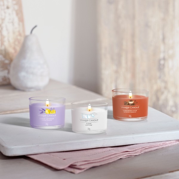 Clean Cotton - 3 Votivkerzen im Glas von Yankee Candle