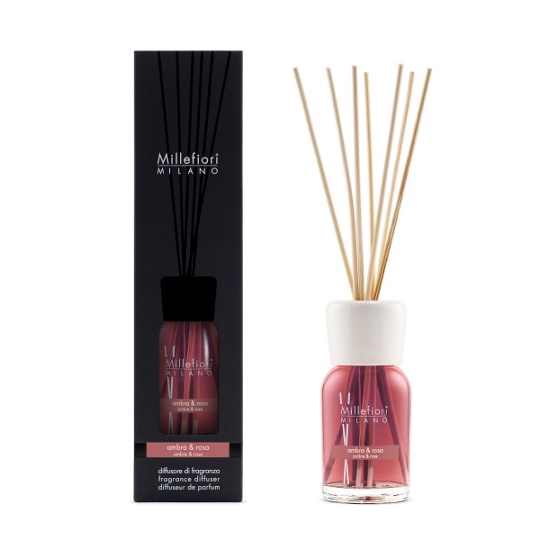 Natural - Ambra & Rosa - Stick Diffuser 100ml von Millefiori